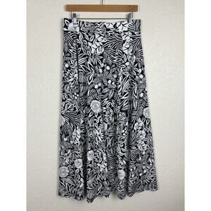 Lands' End Womens Maxi Skirt Size Small Blue White Floral Coastal Modest Stretch